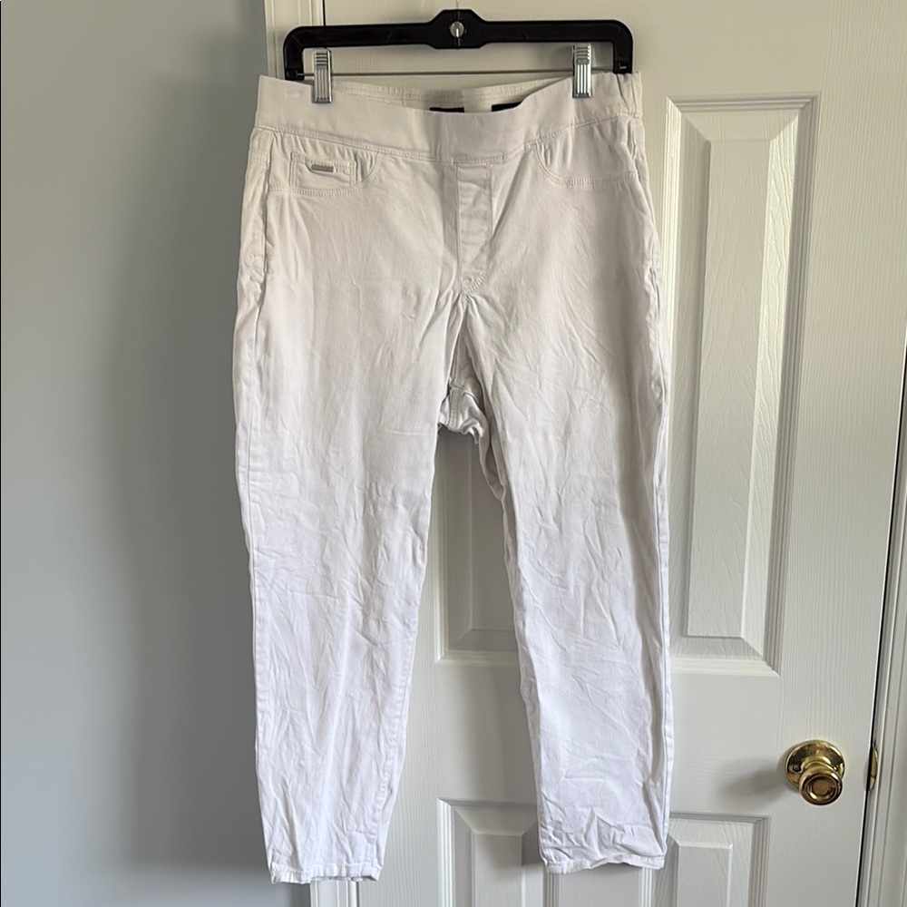 Nine West Pull On White Skinny Jeans Cotton Blend Size 14